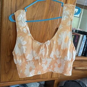 American Eagle Outfitters Peach Floral Tank Top